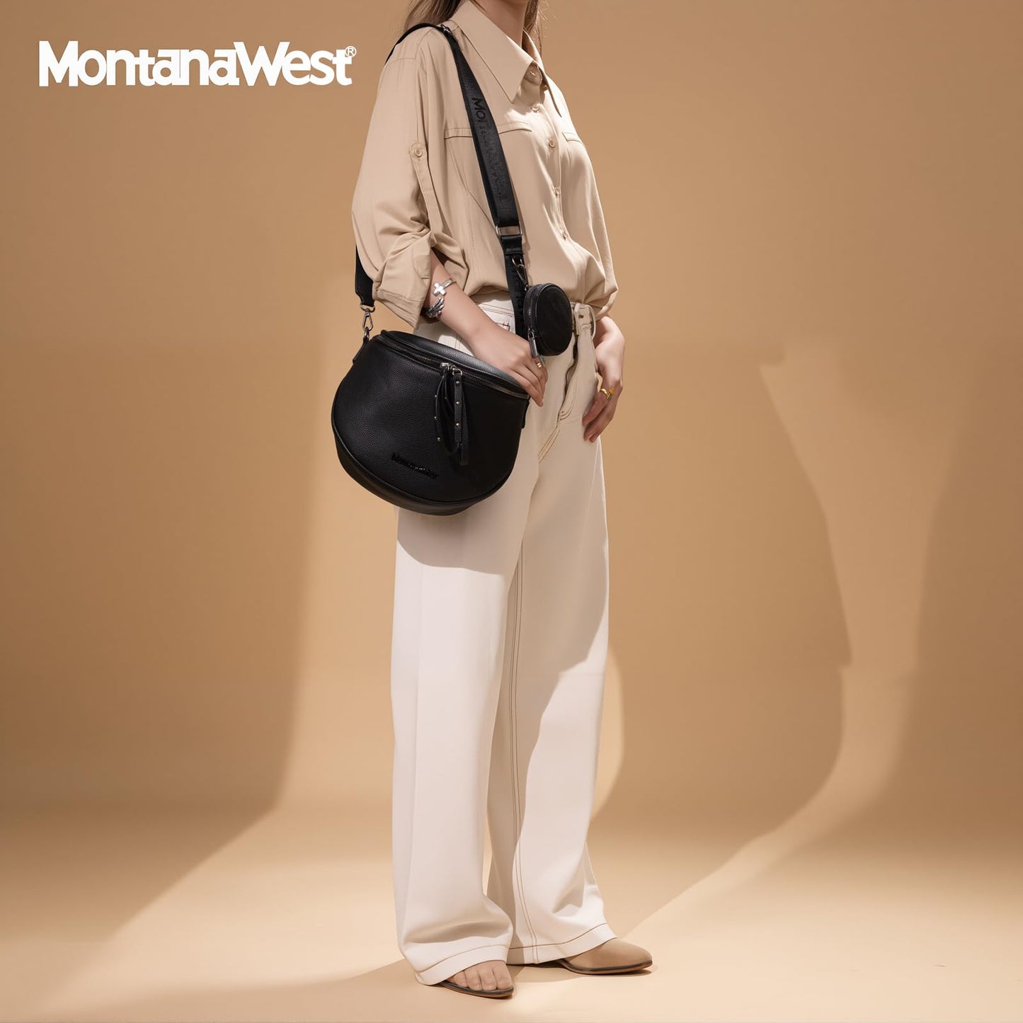 Montana West Crossbody Bag for Women, Large Bum Bag Purse Soft Vegan Leather Travel Fanny Pack with Coin Purse