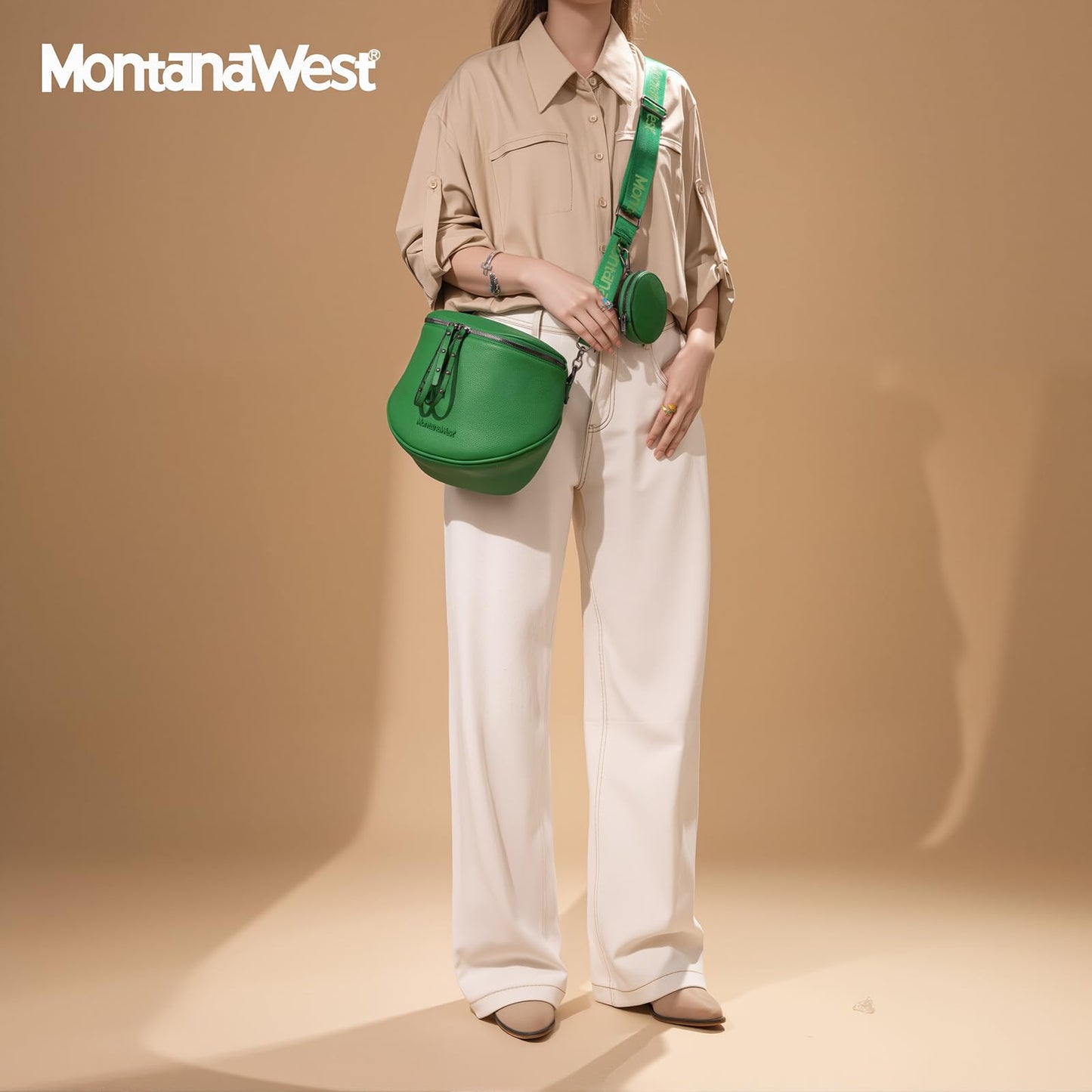 Montana West Crossbody Bag for Women, Large Bum Bag Purse Soft Vegan Leather Travel Fanny Pack with Coin Purse