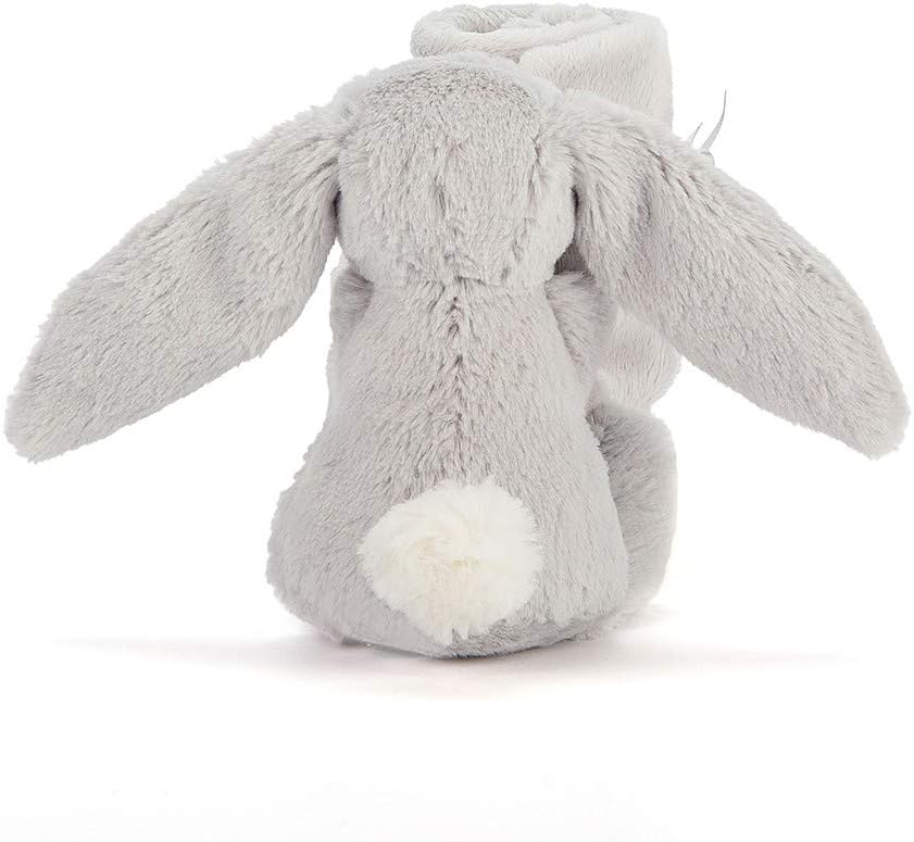 Jellycat Bashful Grey Bunny Soother, 13.5 inches - Security Blanket and Lovey for Babies - Baby Gift