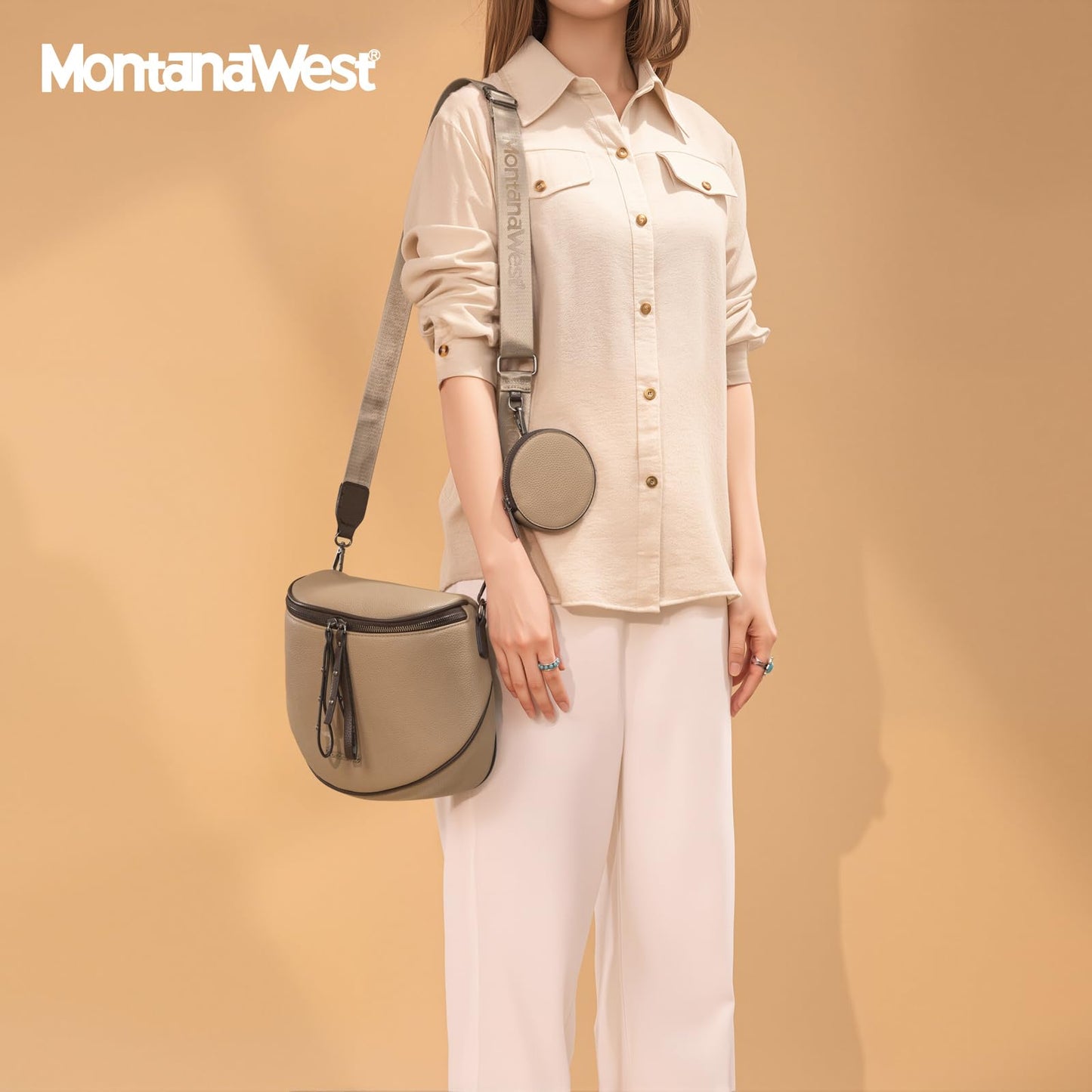 Montana West Crossbody Bag for Women, Large Bum Bag Purse Soft Vegan Leather Travel Fanny Pack with Coin Purse