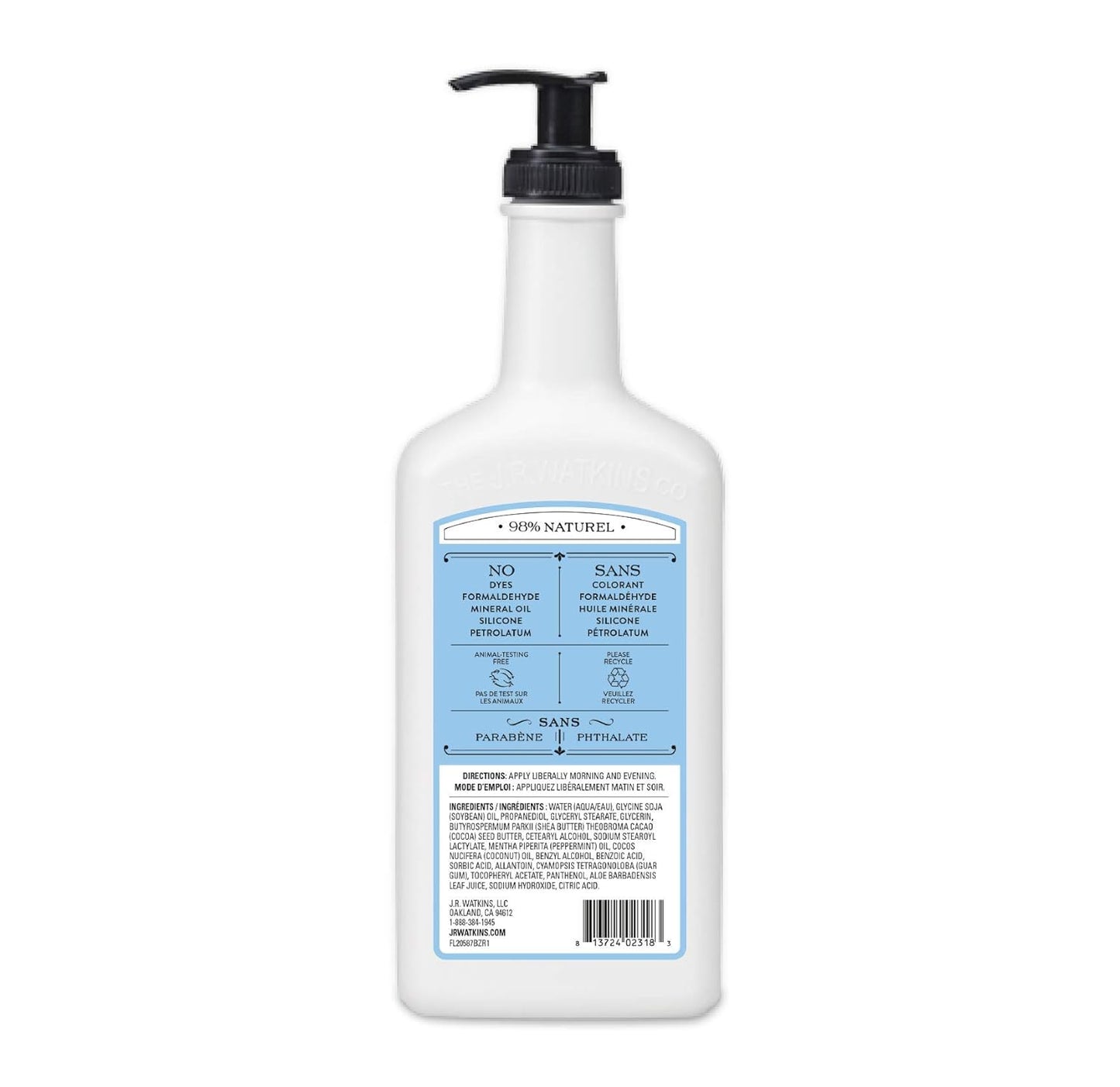 J R Watkins Foot & Body Lotion, Peppermint, 18 fl oz (532 ml)