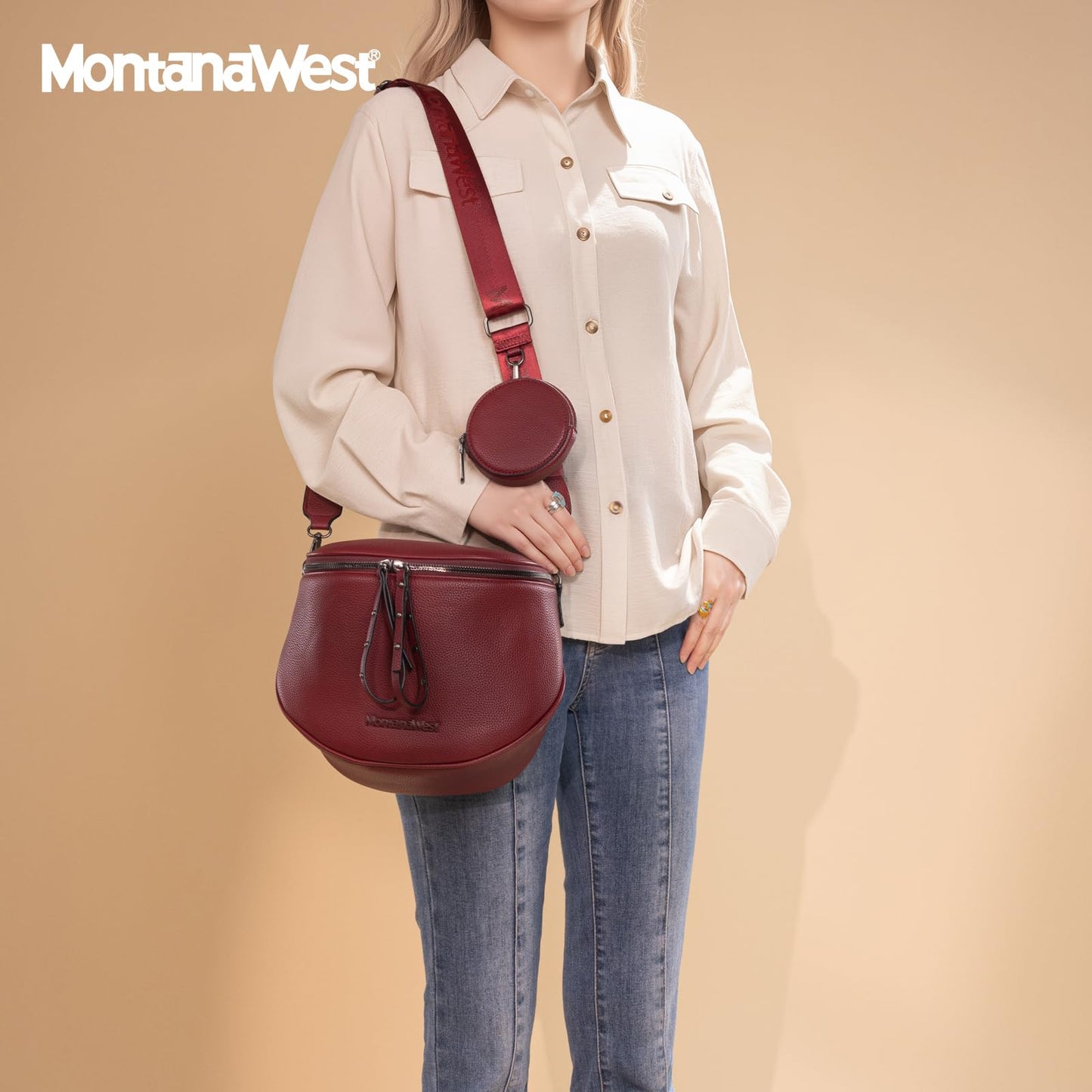Montana West Crossbody Bag for Women, Large Bum Bag Purse Soft Vegan Leather Travel Fanny Pack with Coin Purse