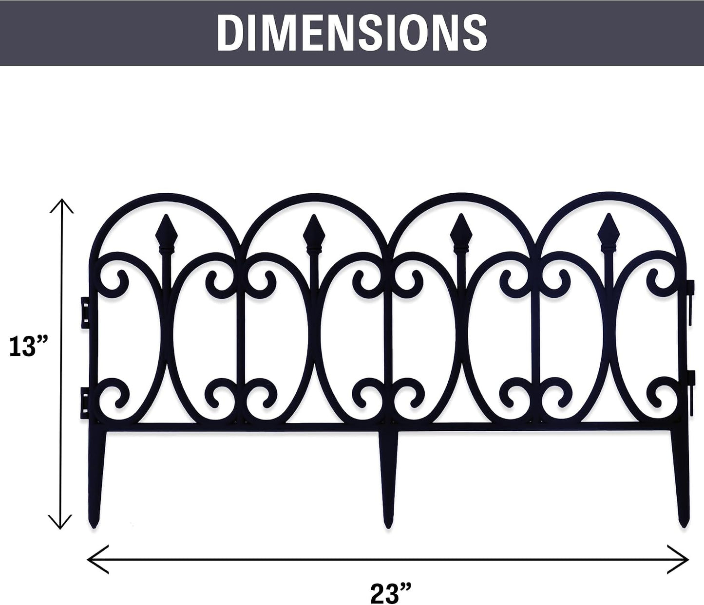 Garden Fencing 10 Pack | 27" x 14.5" Each | Decorative Garden Fence Features Matching Interlocking Pieces