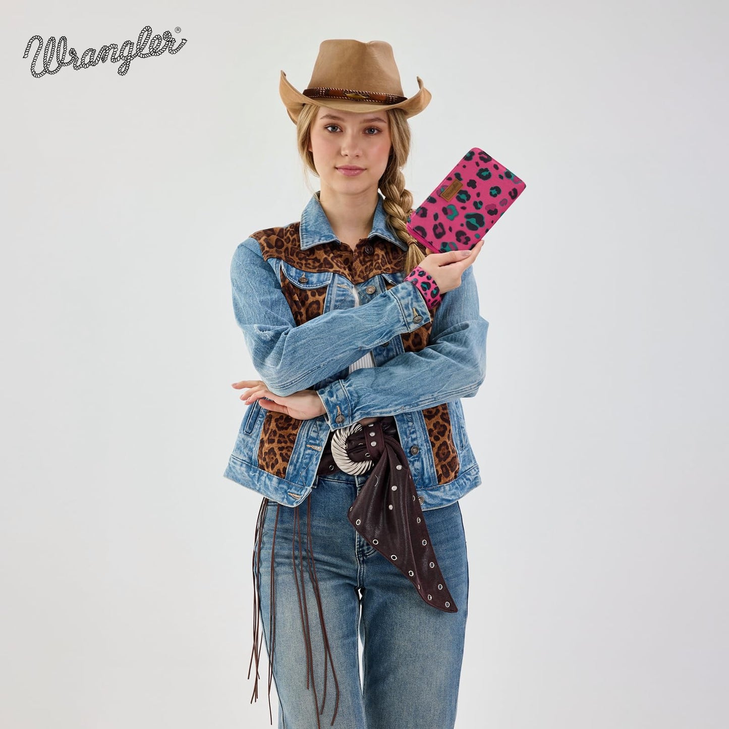 X Wrangler Wristlet Western Wallet Boho Aztec Credit Card Holder for Women