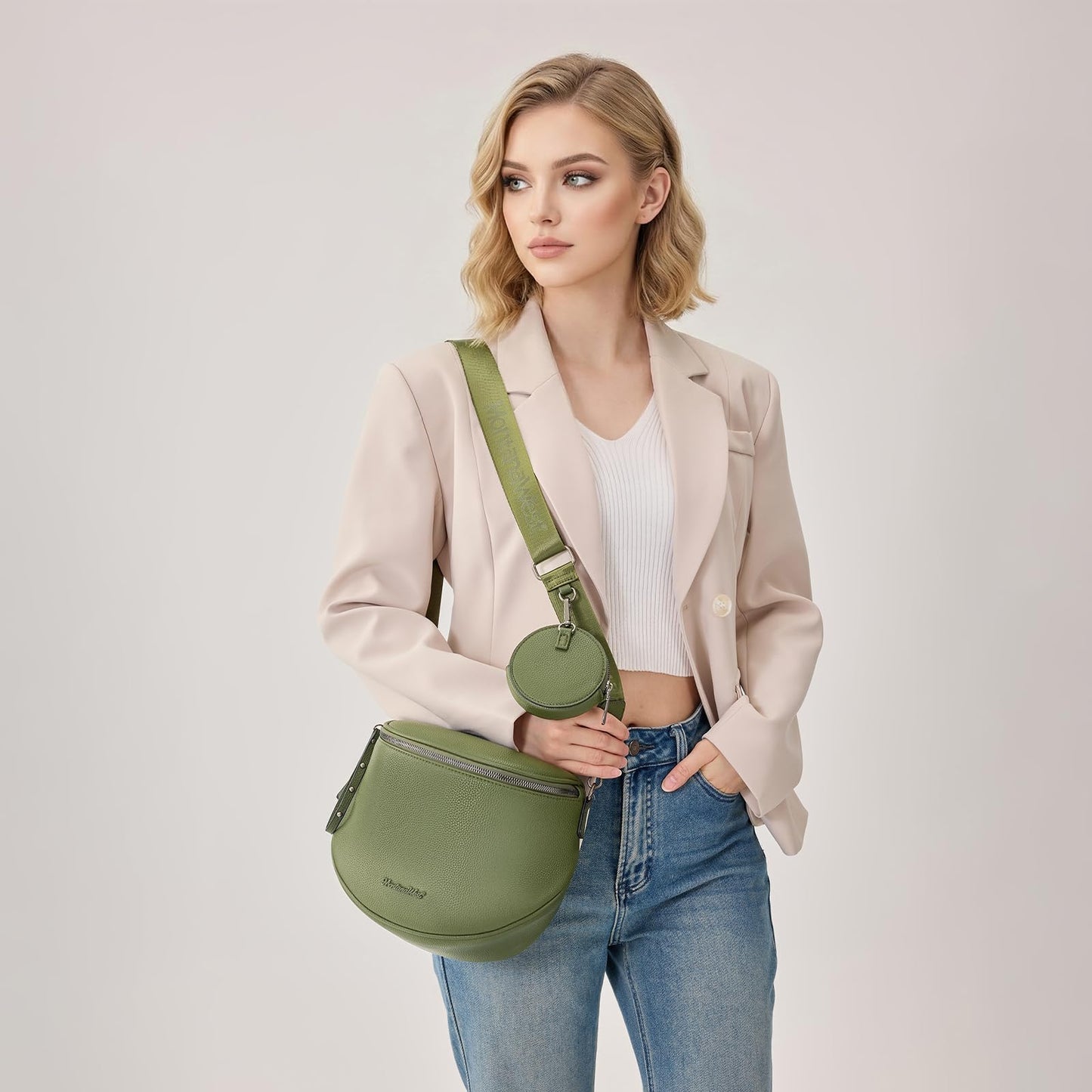 Montana West Crossbody Bag for Women, Large Bum Bag Purse Soft Vegan Leather Travel Fanny Pack with Coin Purse