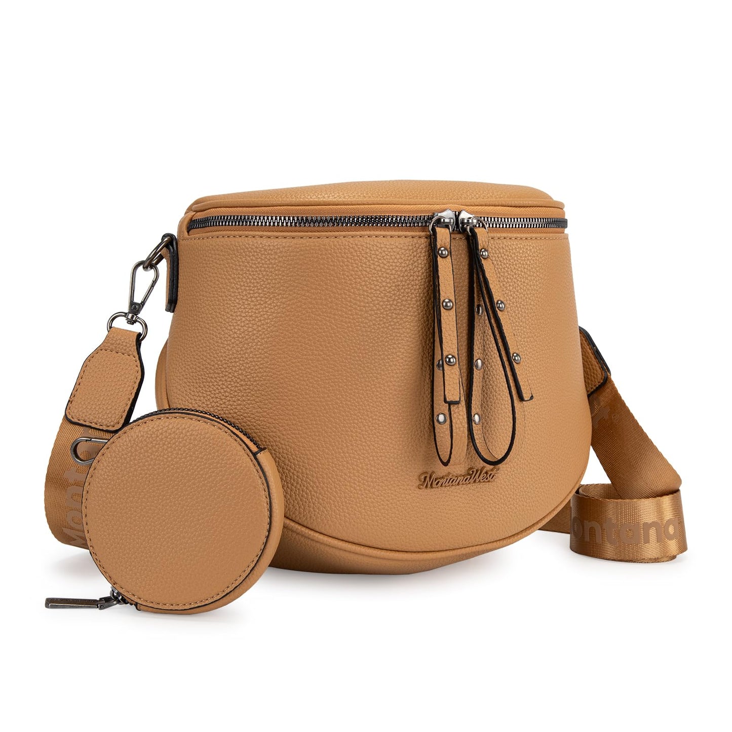 Montana West Crossbody Bag for Women, Large Bum Bag Purse Soft Vegan Leather Travel Fanny Pack with Coin Purse