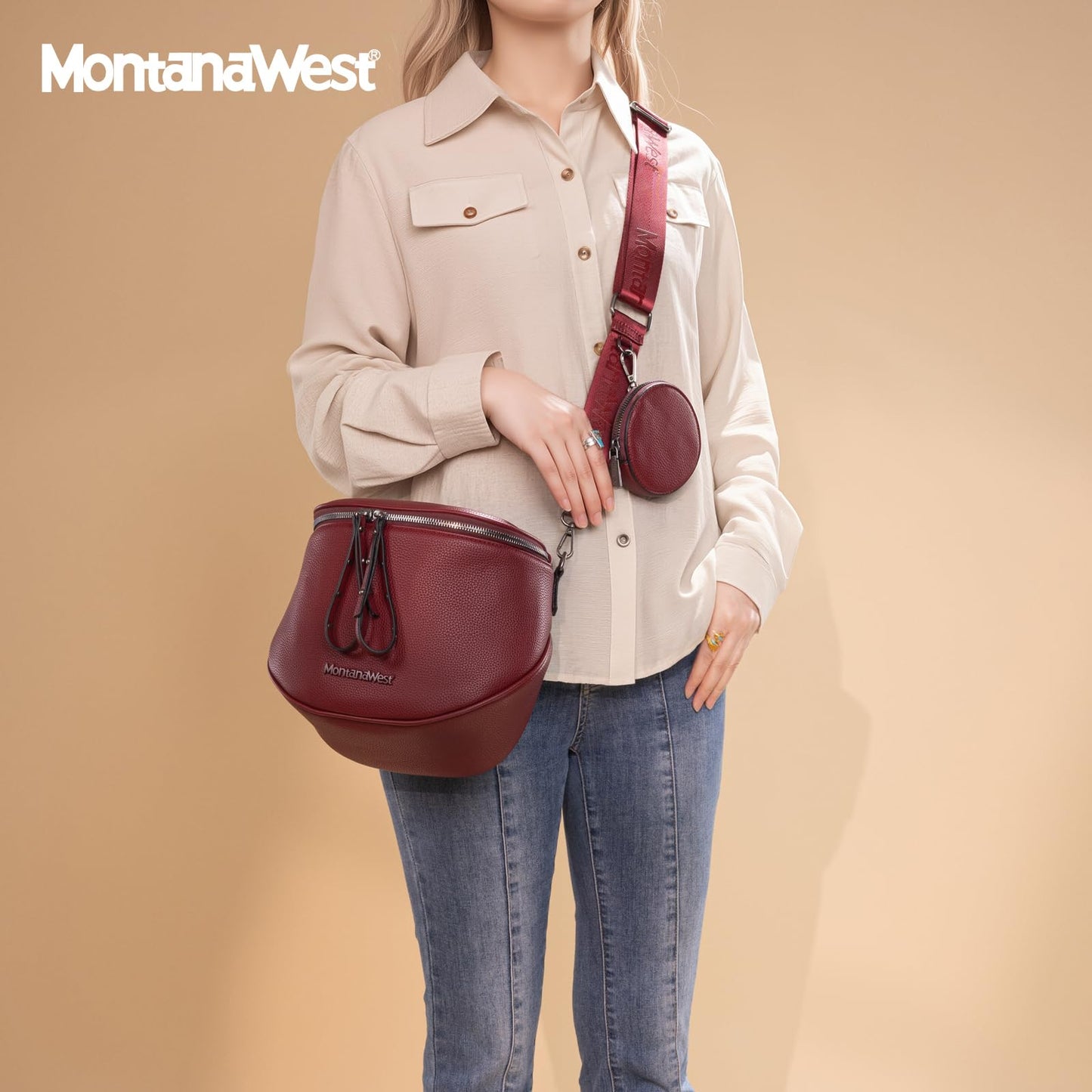 Montana West Crossbody Bag for Women, Large Bum Bag Purse Soft Vegan Leather Travel Fanny Pack with Coin Purse