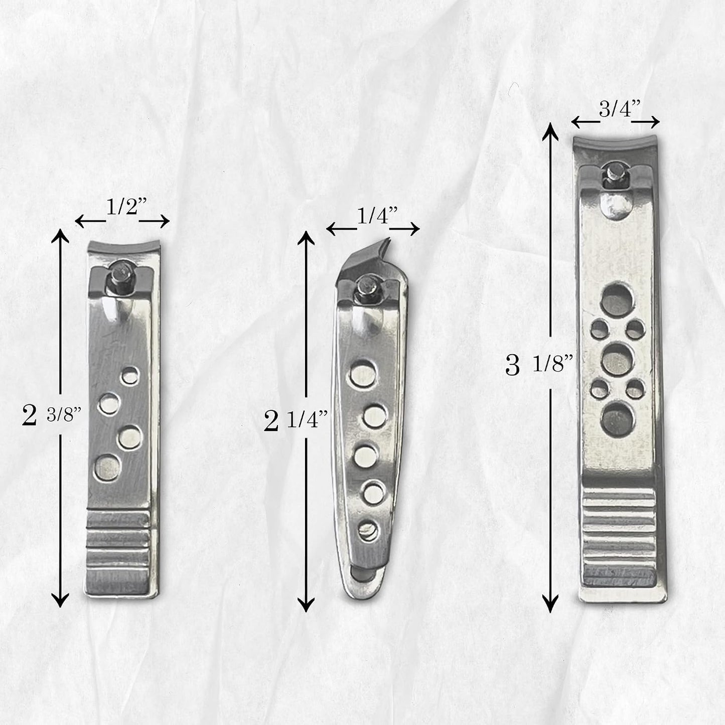 3 Pack Nail Cutter Set | Fingernail Clipper Set with Precision Steel Blades | Nail Clipper, Toenail Clipper, and Slanted Trimmer