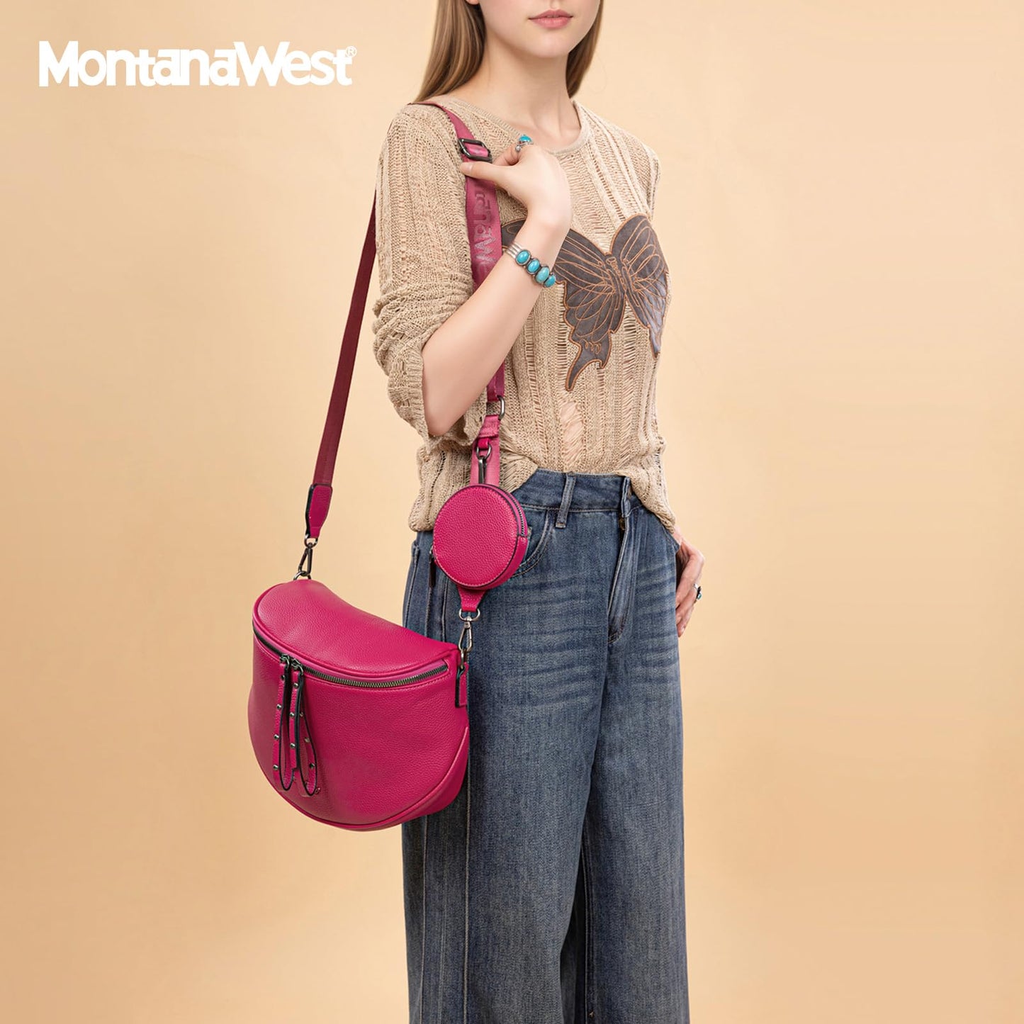 Montana West Crossbody Bag for Women, Large Bum Bag Purse Soft Vegan Leather Travel Fanny Pack with Coin Purse