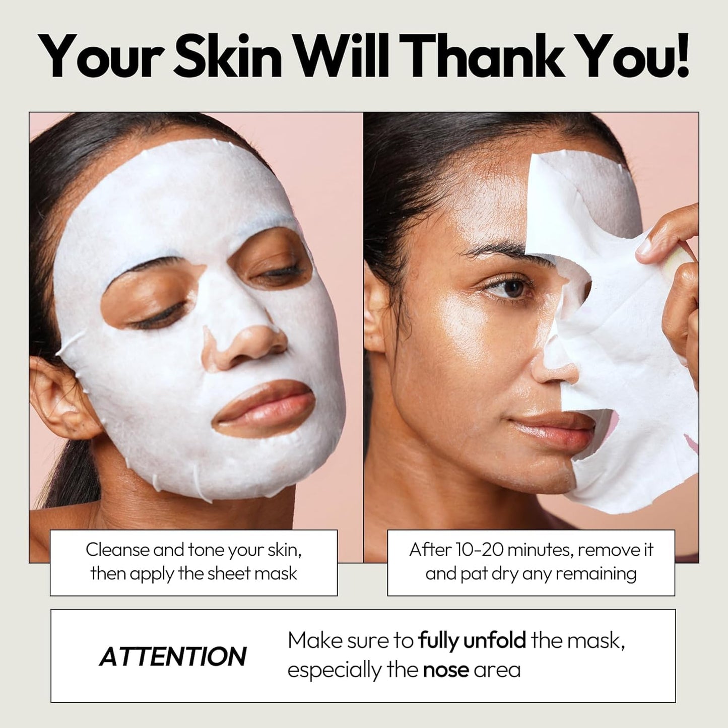 LAPCOS K Beauty Seaweed Sheet Mask - Purifying & Hydrating Face Masks with Hyaluronic Acid & Squalane for Dull, Dry Skin & Uneven Texture - Highly Breathable Lyocell Sheet Korean Skin Care (Pack of 5)