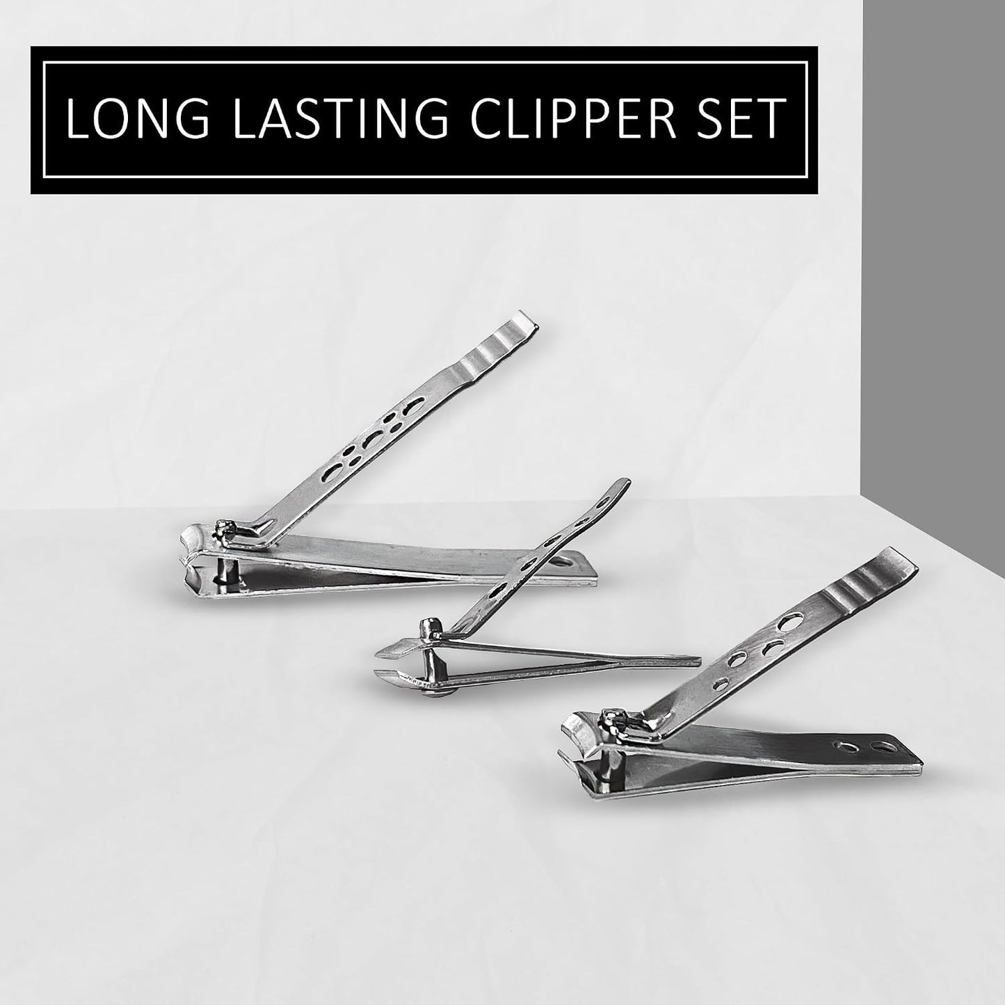 3 Pack Nail Cutter Set | Fingernail Clipper Set with Precision Steel Blades | Nail Clipper, Toenail Clipper, and Slanted Trimmer