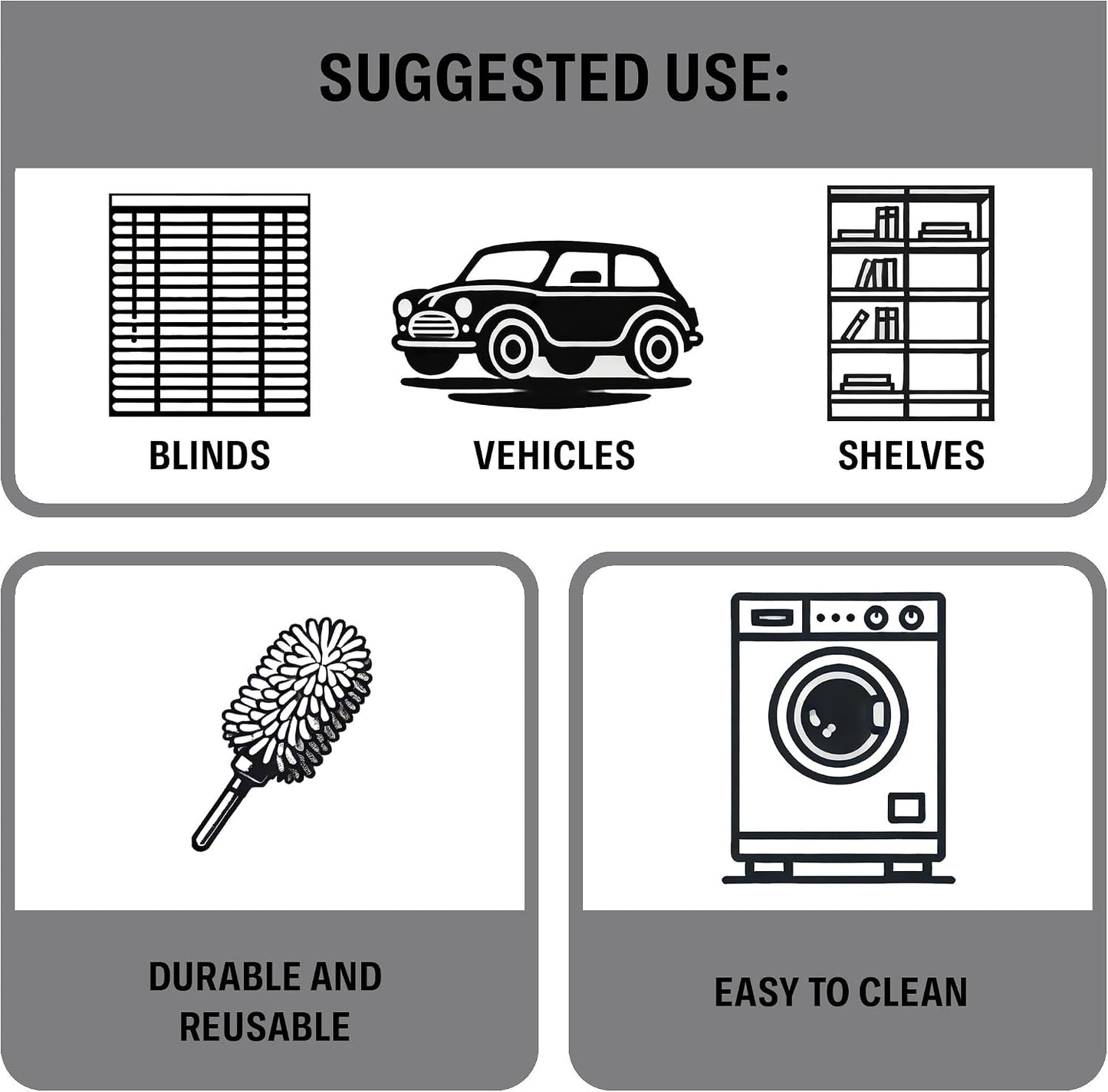 2 in 1 Car Duster Exterior | 13" Car Duster with Scrubbing and Mop Side | Flexible Design for Easy Maneuverability