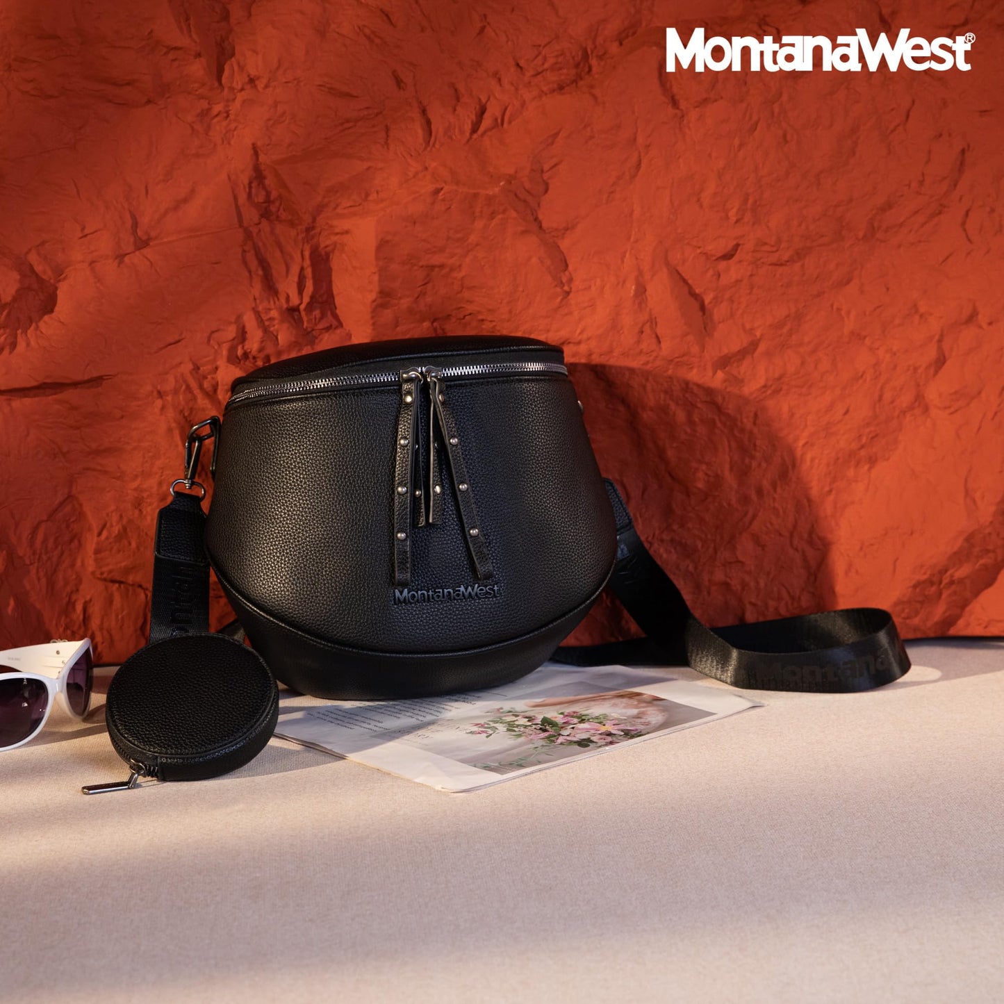 Montana West Crossbody Bag for Women, Large Bum Bag Purse Soft Vegan Leather Travel Fanny Pack with Coin Purse