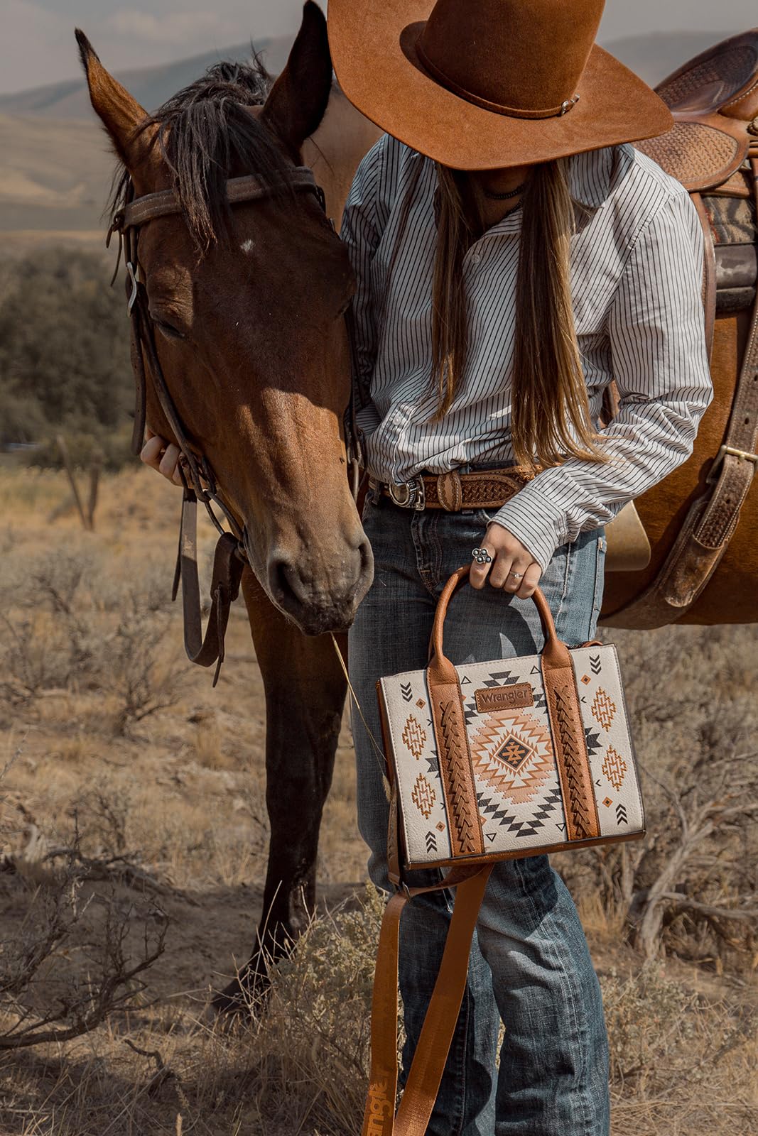 Wrangler Tote Bag for Women Western Purse and Aztec Satchel Handbag