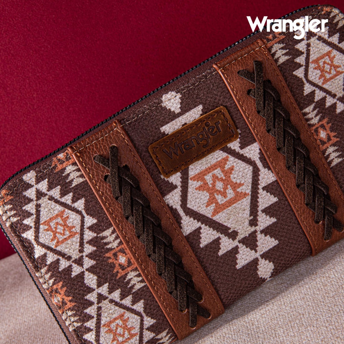 X Wrangler Wristlet Western Wallet Boho Aztec Credit Card Holder for Women