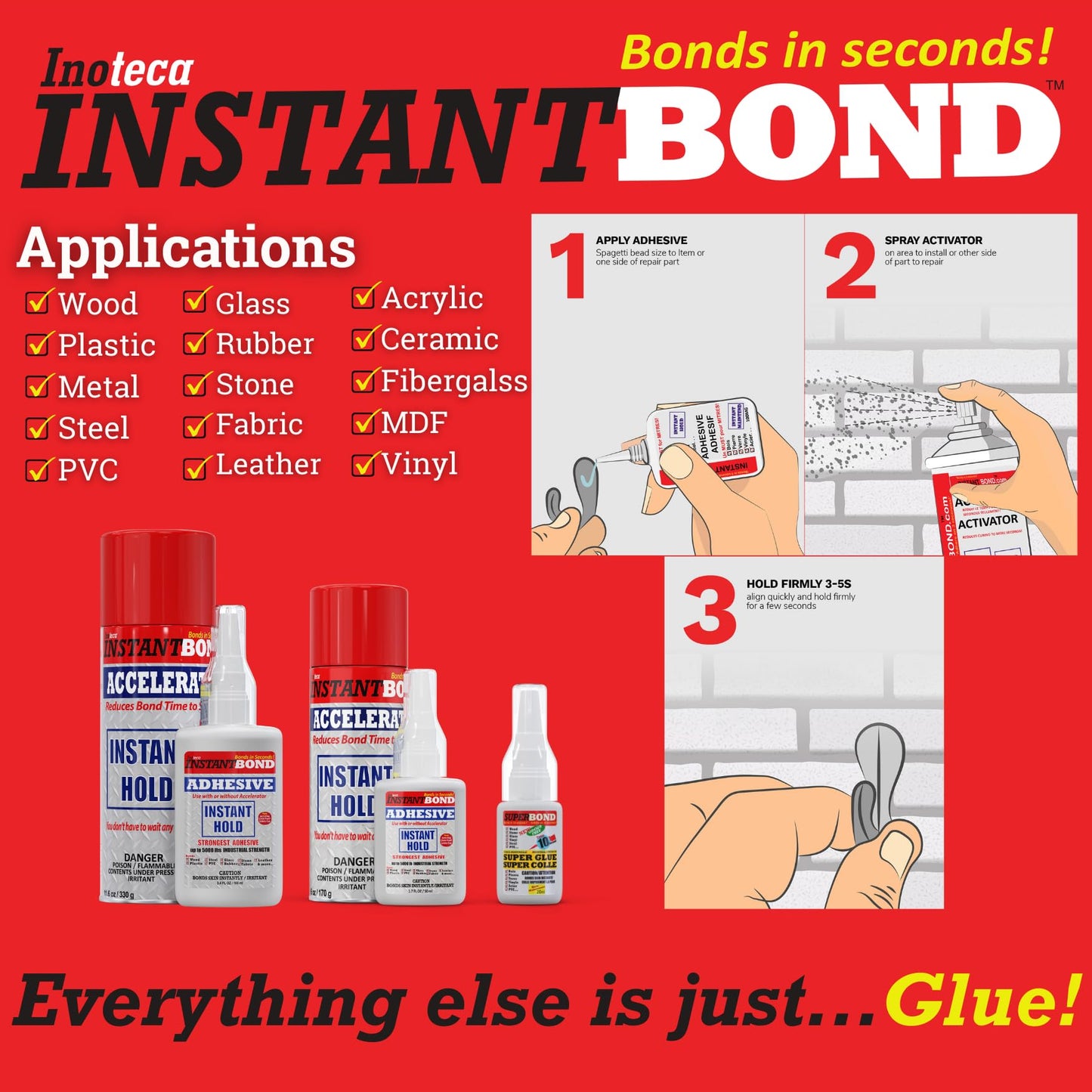 Instant Bond Super Fast Strongest Glue & Accelerator Small Kit 50ml/170g