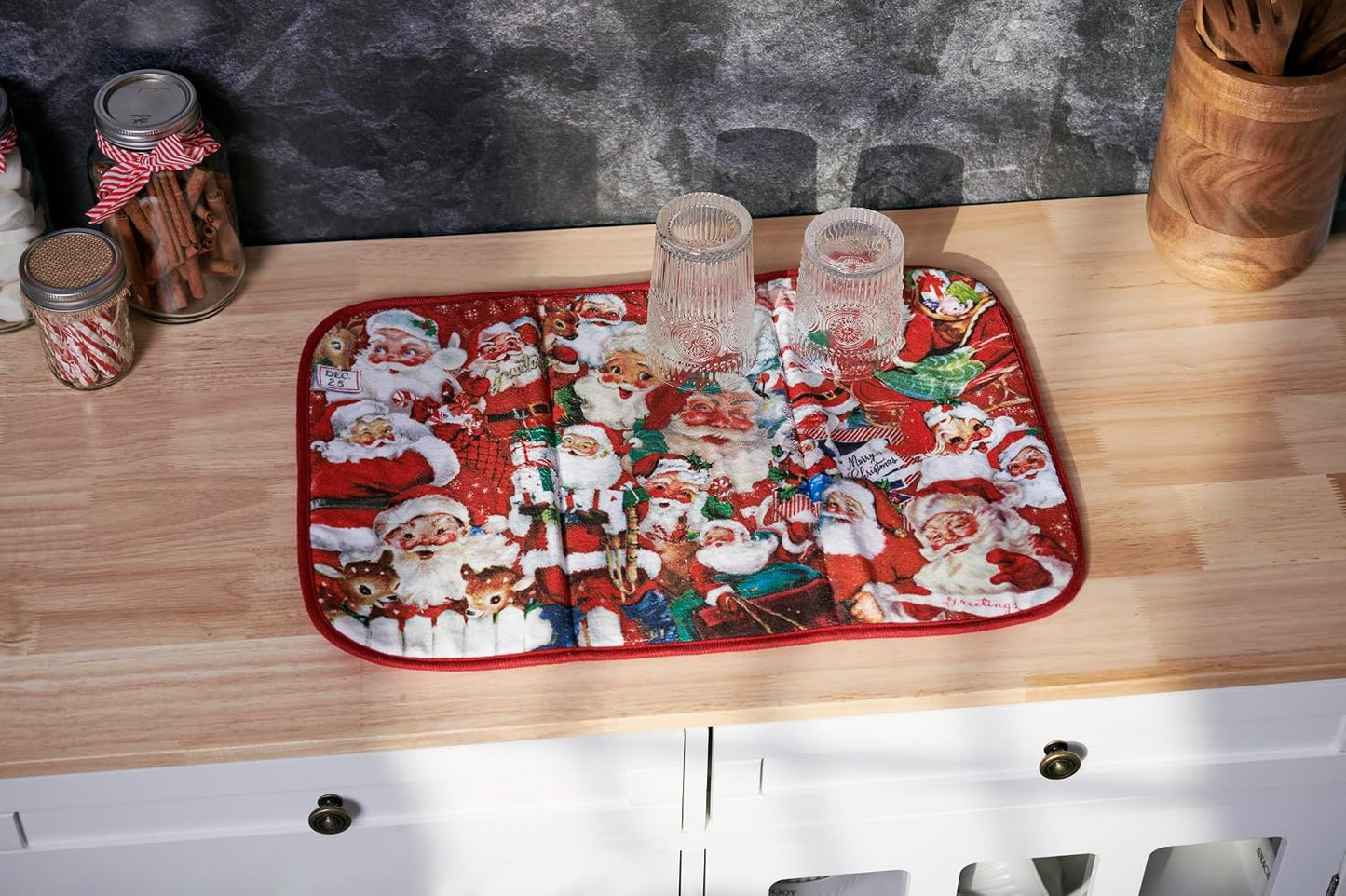 Primitives by Kathy Retro Santa Drying Mat