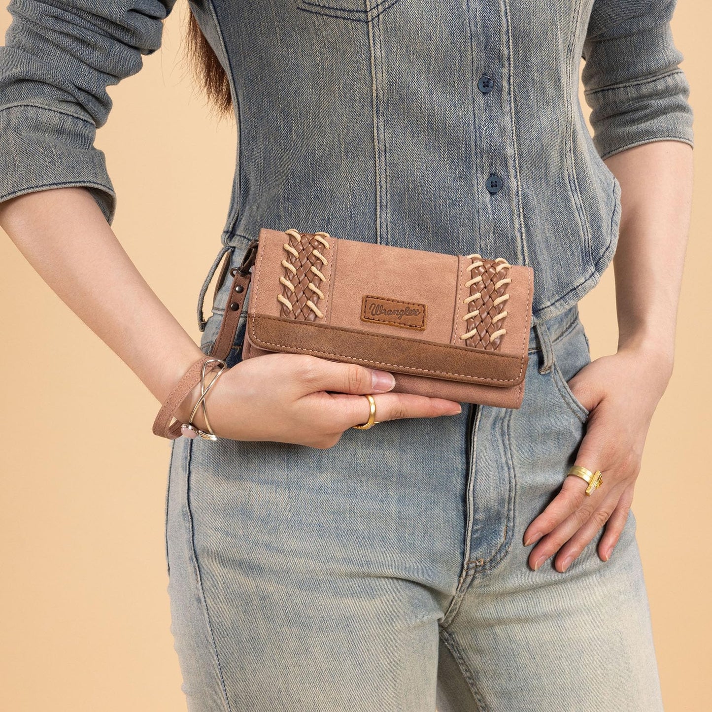 X Wrangler Wristlet Western Wallet Boho Aztec Credit Card Holder for Women
