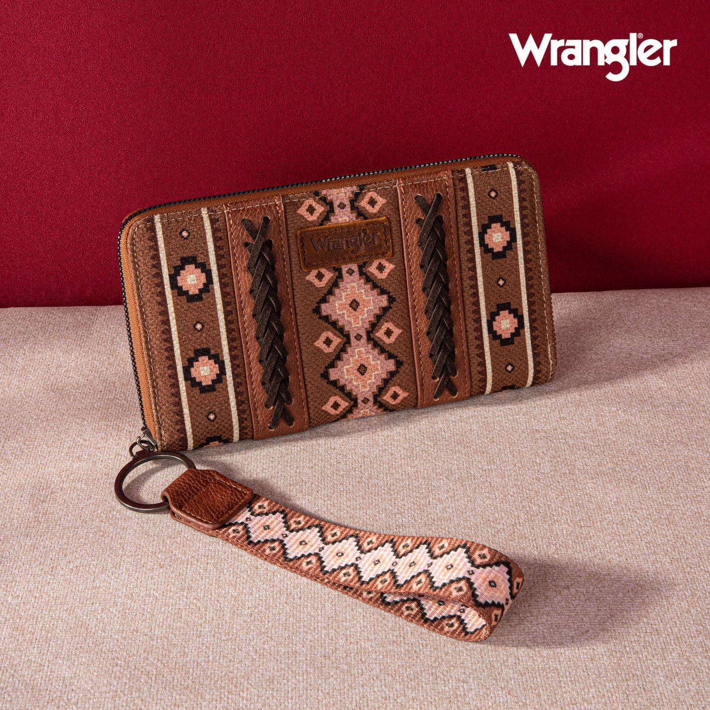 X Wrangler Wristlet Western Wallet Boho Aztec Credit Card Holder for Women