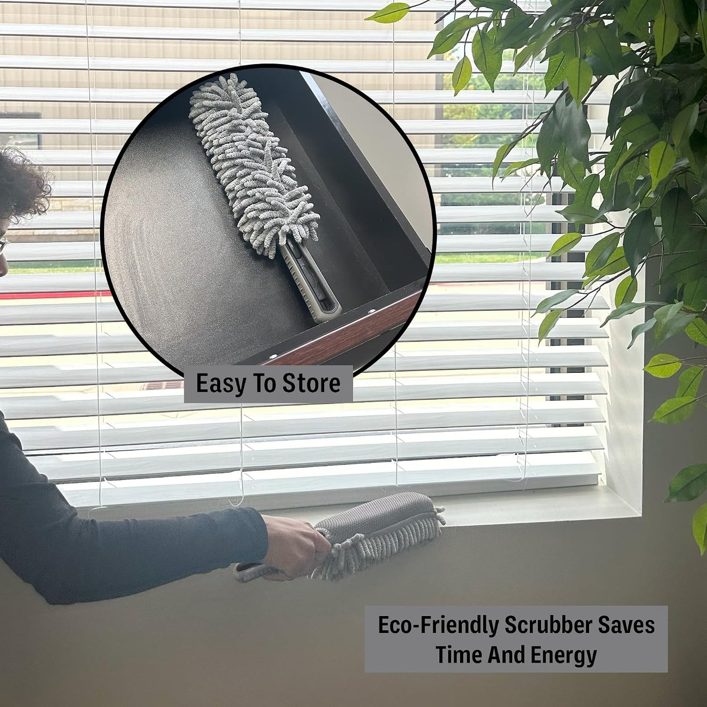 2 in 1 Car Duster Exterior | 13" Car Duster with Scrubbing and Mop Side | Flexible Design for Easy Maneuverability