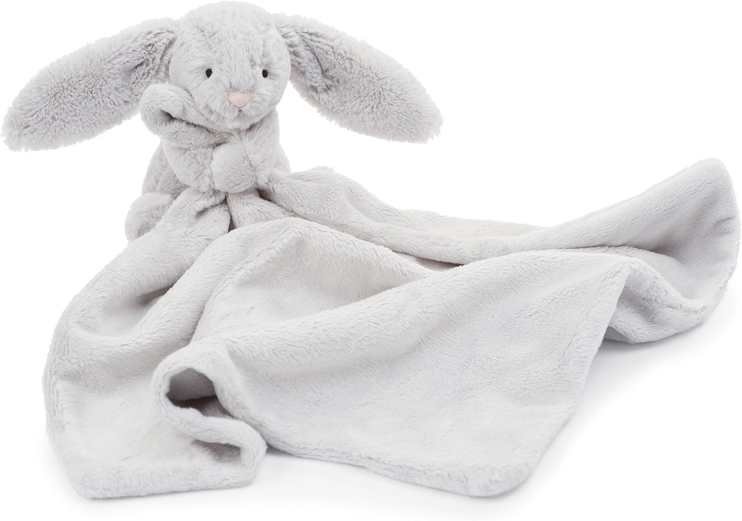 Jellycat Bashful Grey Bunny Soother, 13.5 inches - Security Blanket and Lovey for Babies - Baby Gift