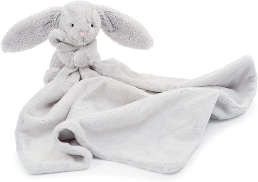 Jellycat Bashful Grey Bunny Soother, 13.5 inches - Security Blanket and Lovey for Babies - Baby Gift