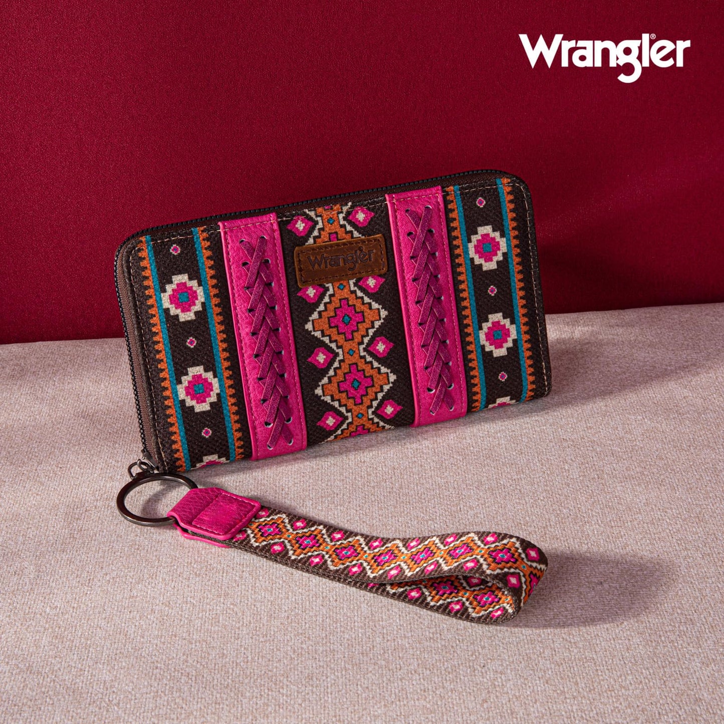 X Wrangler Wristlet Western Wallet Boho Aztec Credit Card Holder for Women