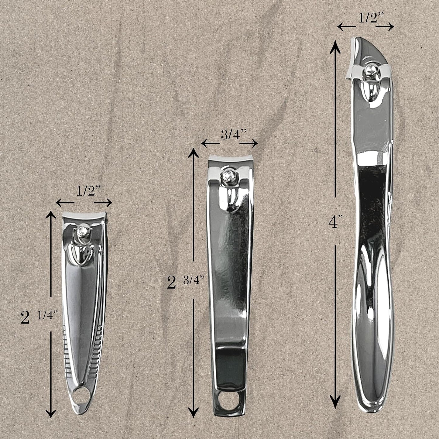 3 Piece Fingernail Clipper Set | Precision Crafted Nail Cutter Tool Set Includes Nail Clipper, Toenail Clipper, Slant Tip Nail Trimmer