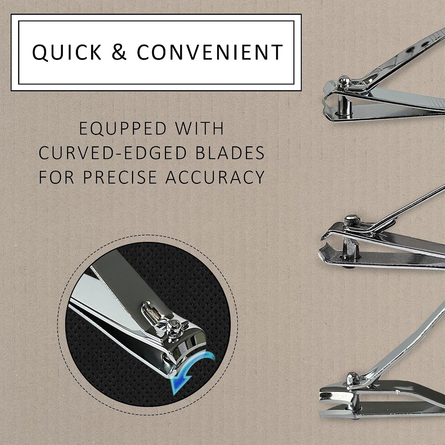 3 Piece Fingernail Clipper Set | Precision Crafted Nail Cutter Tool Set Includes Nail Clipper, Toenail Clipper, Slant Tip Nail Trimmer