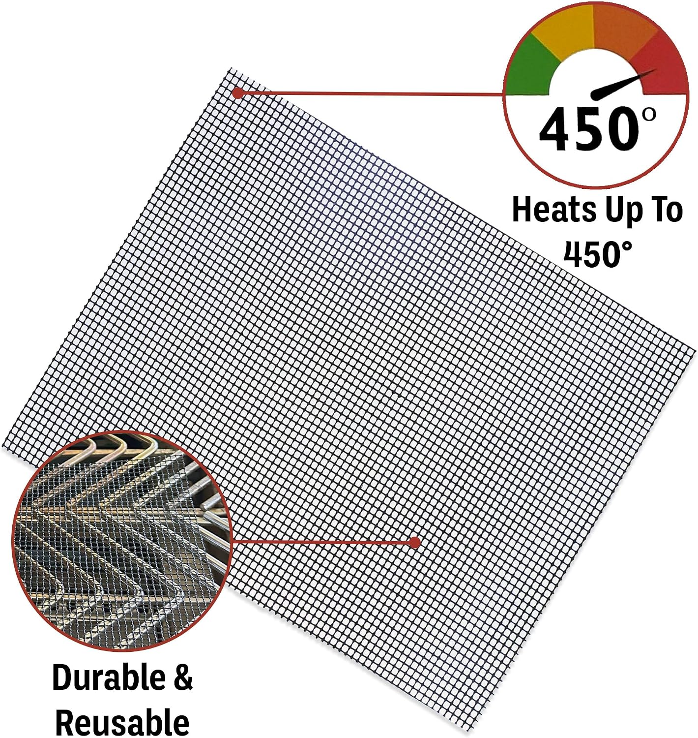 Barbecue Grill Mesh | 13" x 16" Grill Topper for Outdoor Grill | Heat Resistant Up to 450°F