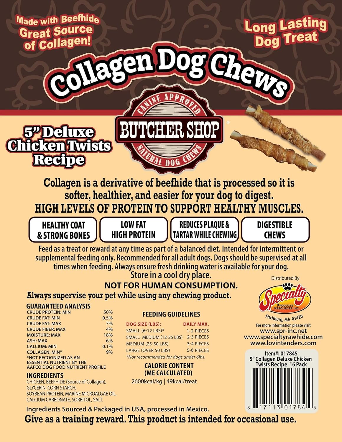 Butcher Shop 5 Inch Deluxe Chicken Twists for Dogs, 16 Pack