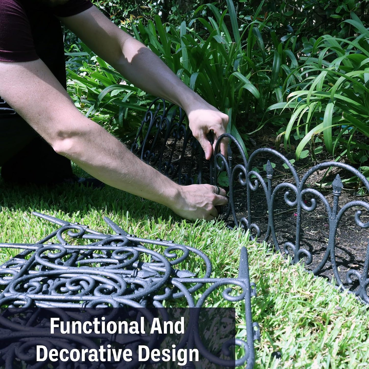 Garden Fencing 10 Pack | 27" x 14.5" Each | Decorative Garden Fence Features Matching Interlocking Pieces