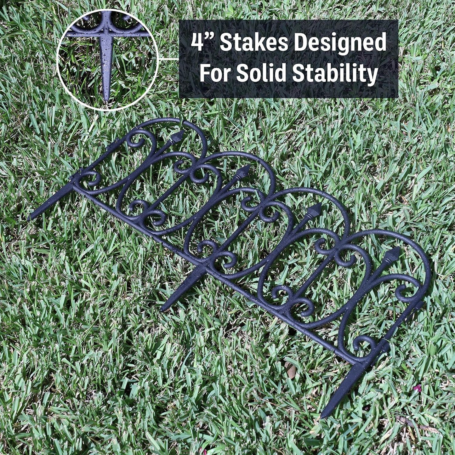 Garden Fencing 10 Pack | 27" x 14.5" Each | Decorative Garden Fence Features Matching Interlocking Pieces