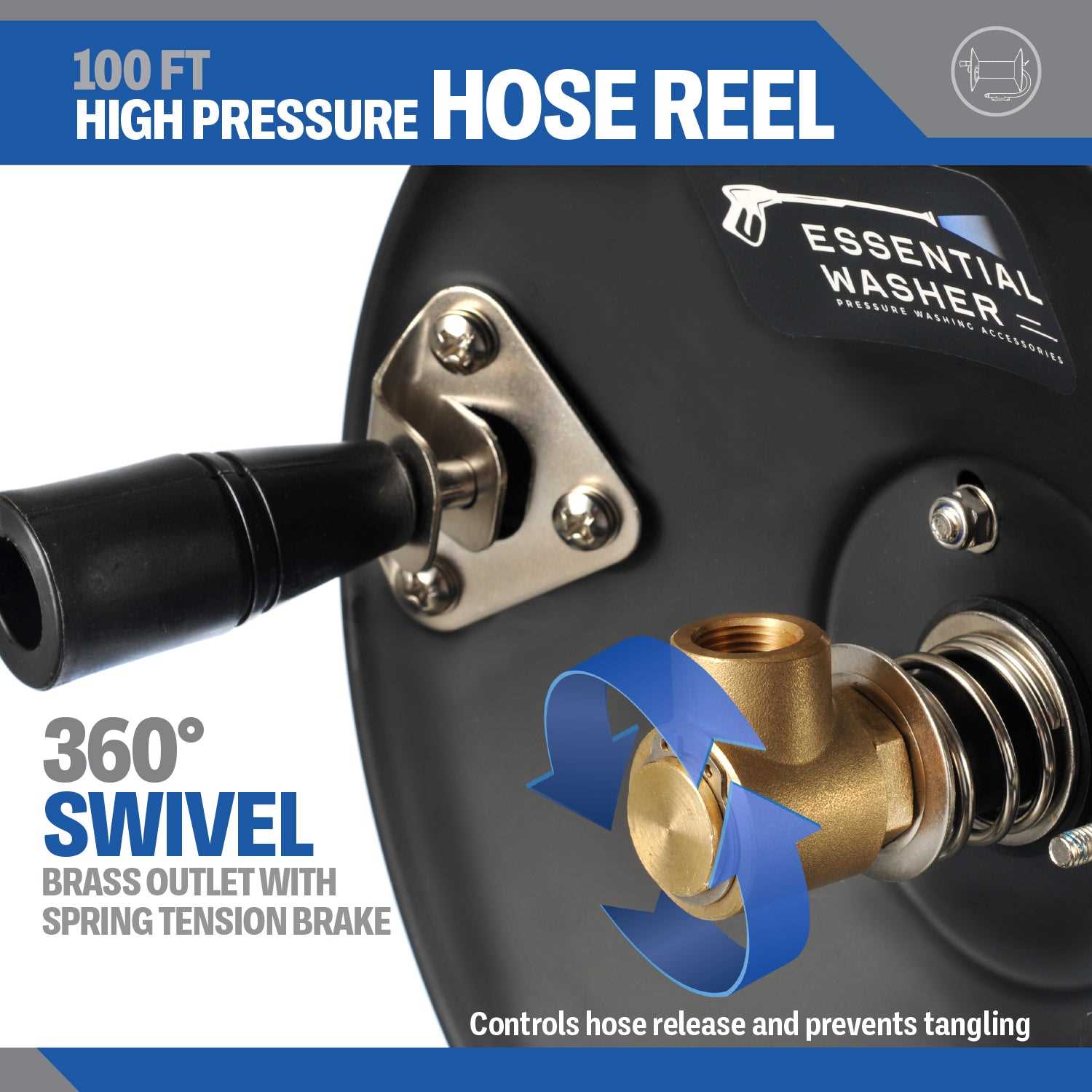 Pressure Washer 100FT Hose Reel | High Pressure Commercial Grade