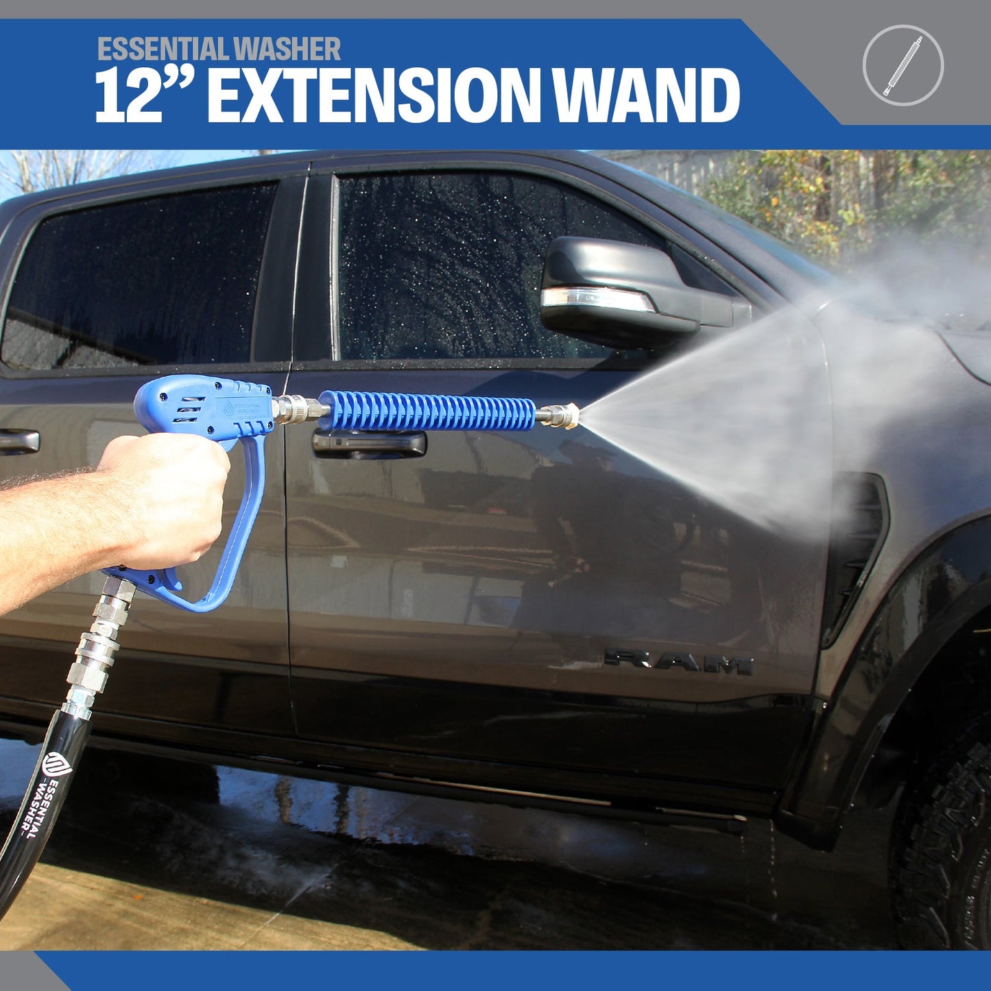 12" Professional Grade Pressure Washer Extension Wand | Stainless Steel With Fittings