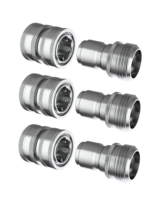 Garden Hose Quick Connect Set | Solid Stainless Steel 3/4" Quick Connect Garden Hose Fittings | 3x3