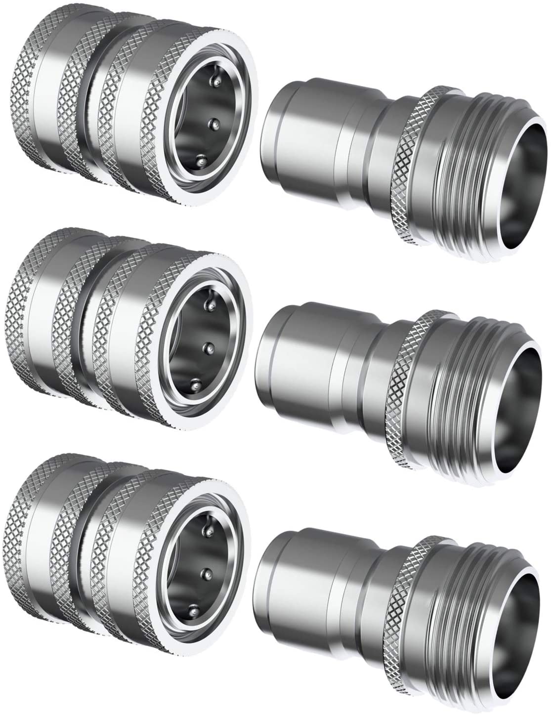 Garden Hose Quick Connect Set | Solid Stainless Steel 3/4" Quick Connect Garden Hose Fittings | 3x3