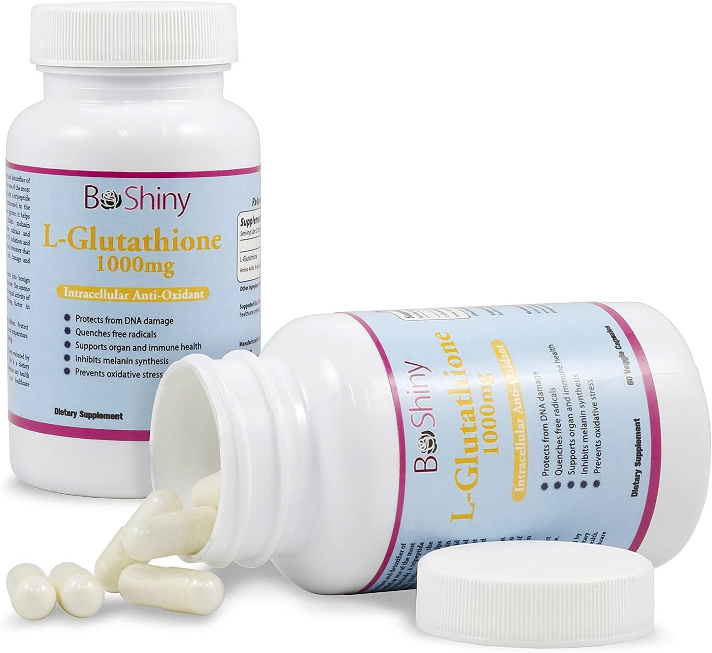 BeShiny Skin Whitening L-Glutathione Intracellular Antioxidant 1000mg (60 Capsules) Skin Lightening
