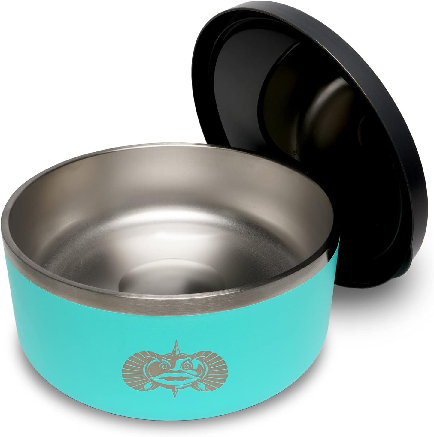 Toadfish Non-Tipping Dog Bowl - Double-Walled Stainless Steel Insulated - Smart-Grip Technology - Includes Cover - Pet Food & Water Dish - Teal