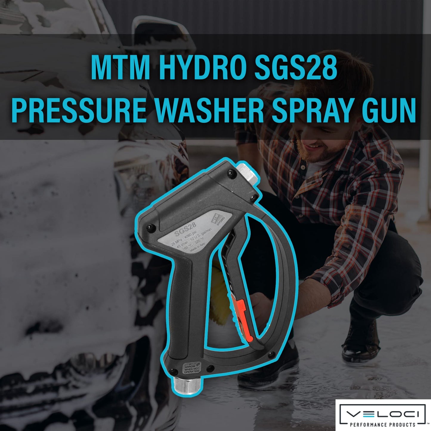 MTM Hydro SGS28 Pressure Washer Car Wash Sprayer Gun with Swivel Nickel-Plated Brass Connections, High Pressure 4000 PSI Power Washer Attachment for Boat, Roof, Car Washing