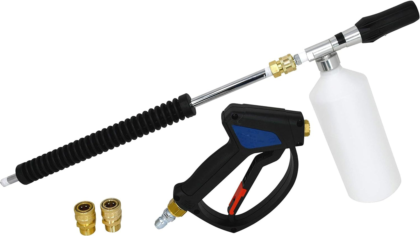 Best Value Foam Cannon Kit with SG28 Spray Gun, 18” Lance, Fittings and Hardware Adaptors by IDROBASE and MTM Hydro, Compatible with Most Power Washers and Best for Electric Pressure Washers