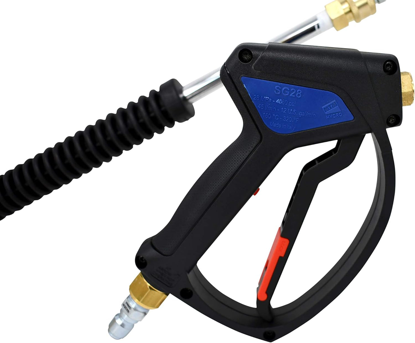 MTM Hydro Pressure Washer Spray Gun Kit Compatible with Most Power Washers and Foam Cannons - Upgraded SG28 Spray Gun, 18" Extension Wand, and Hardware Adaptors Best for Electric Pressure Washers