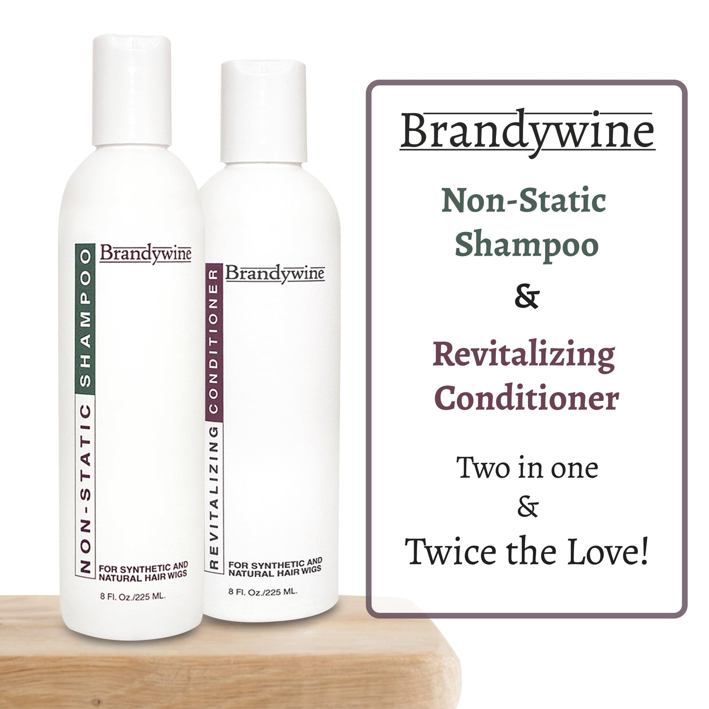 Brandywine Non Static Shampoo & Revitalizing Conditioner 8 Ounce., Value Pack Bundle 2 items