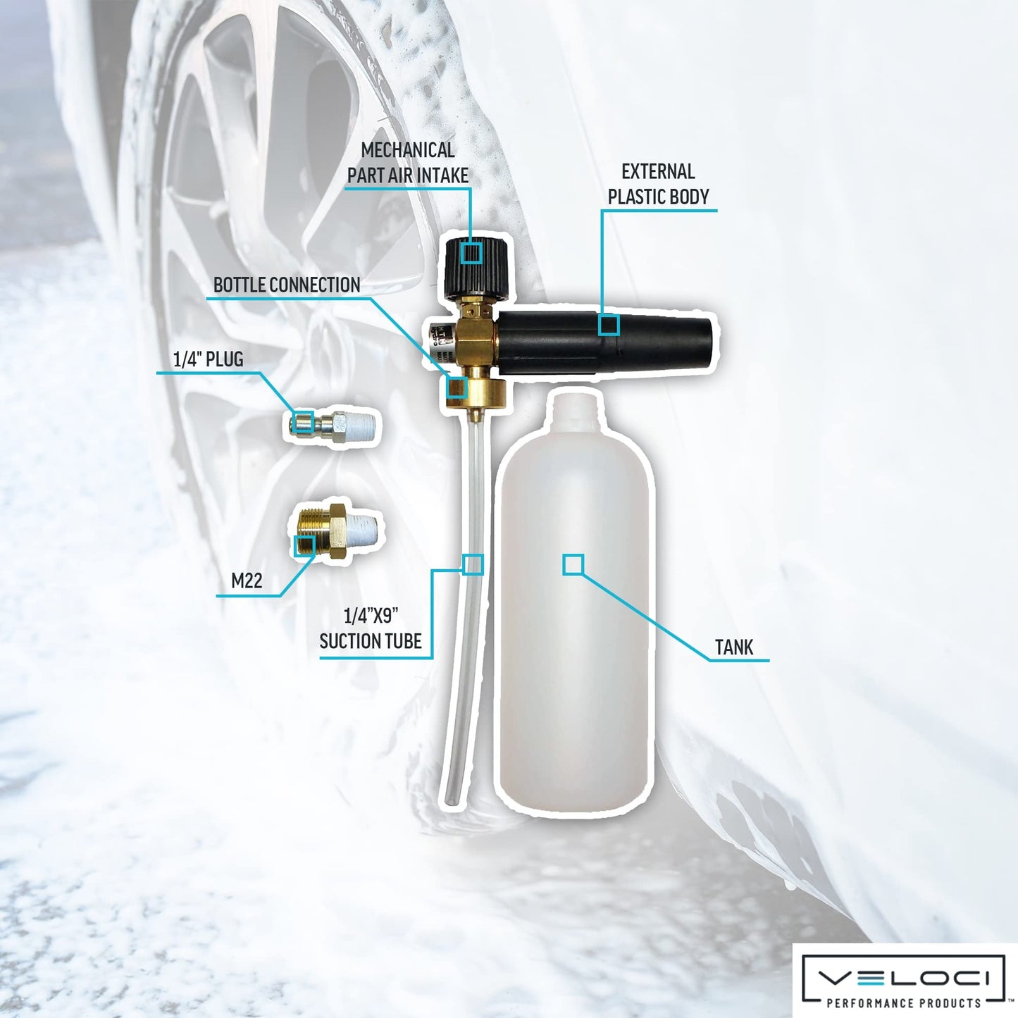 MTM Hydro Car Wash Sprayer for Car Wash Foam Pressure Washer Attachment Pump Dispenser Foam Lance Adjustable with 32 oz. Bottle