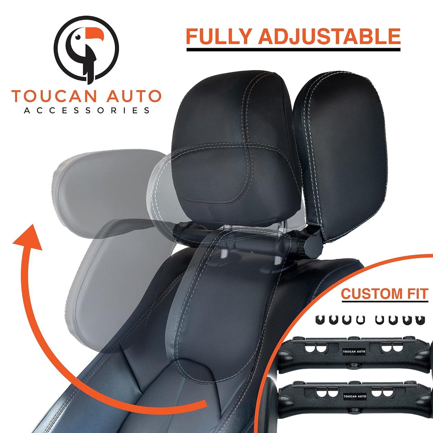 TOUCAN AUTO Headrest Pillows Universal Car Headrest Pillow/Car Neck Support. Car Seat Head Support for Toddler Carseat, Kids Car Sleeping and Car Travel Accessories for Adults or Kids