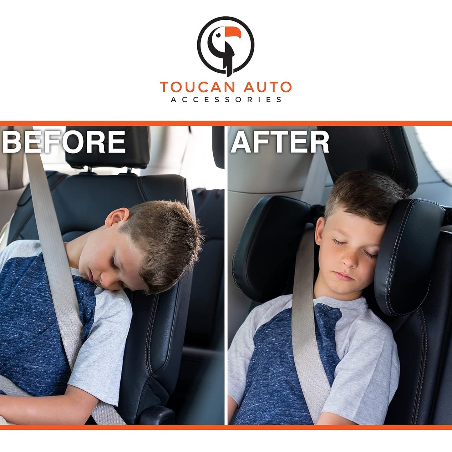 TOUCAN AUTO Headrest Pillows Universal Car Headrest Pillow/Car Neck Support. Car Seat Head Support for Toddler Carseat, Kids Car Sleeping and Car Travel Accessories for Adults or Kids