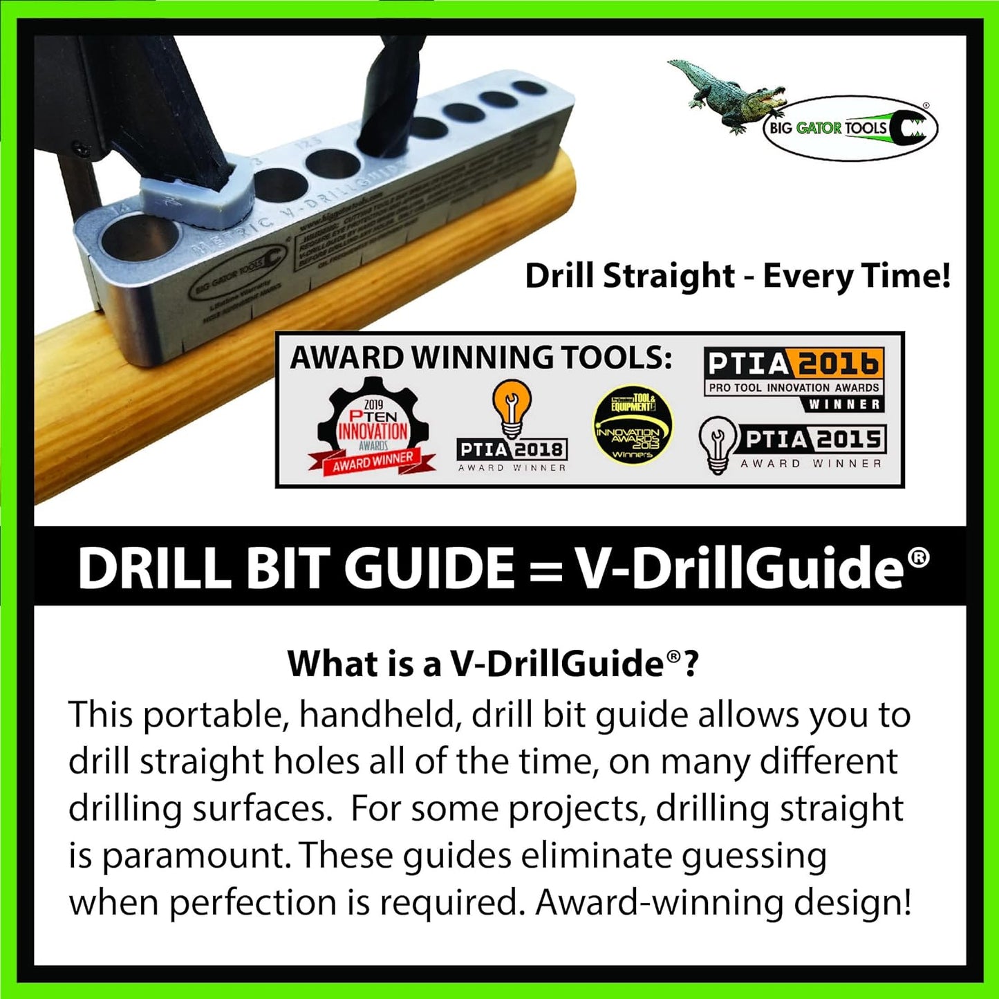 Standard V-DrillGuide (33/64"-5/8") - Big Gator Tools Drill Bit Guide - STD3000DGNP