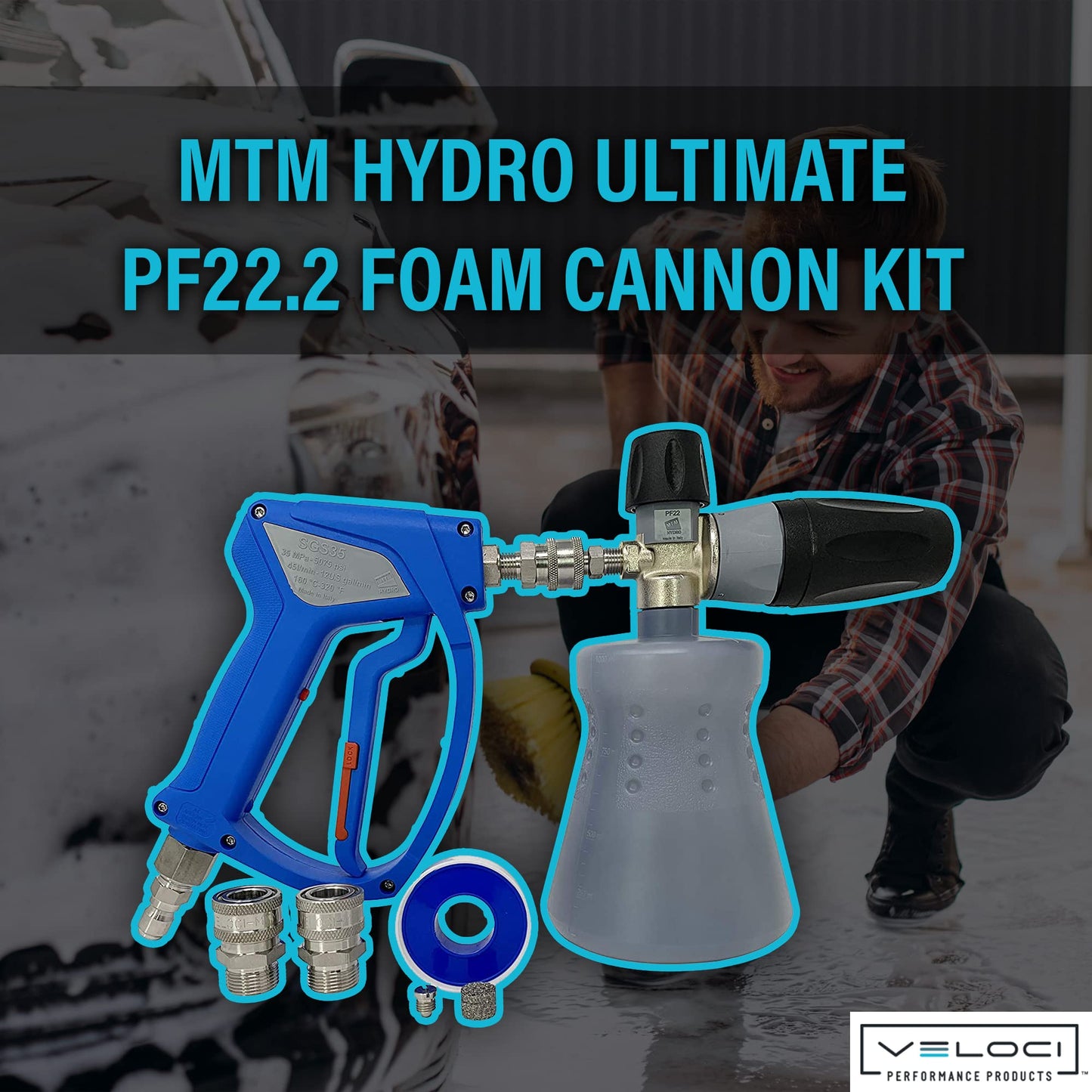 MTM Hydro Ultimate PF22.2 Foam Cannon Kit, Pressure Washer Car Wash Sprayer Gun, High Pressure Foam Power Washer Attachment, Foam Lance for Auto Detailing, Car Washing, Adjustable Nozzle